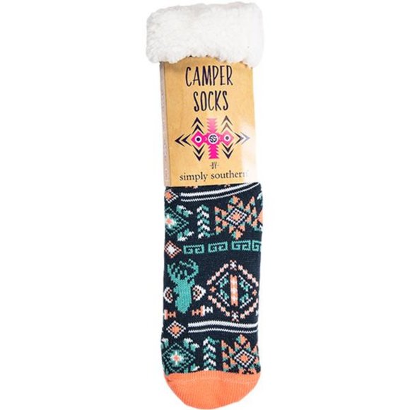 Simply Southern Socks Deer Navy Camper New in package One Size Fits Most - Picture 1 of 2